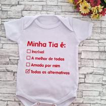 Body Infantil Manga Curta Branco Temático Bebê Frase 100% Suedine
