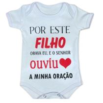 Body Infantil Manga Curta Branco Temático Bebê Frase 100% Suedine
