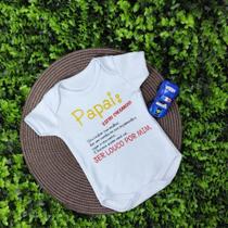 Body Infantil Manga Curta Branco Temático Bebê Frase 100% Suedine