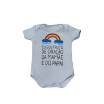 Body Infantil Manga Curta Branco Temático Bebê Frase 100% Suedine