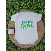 Body Infantil Manga Curta Branco Temático Bebê Frase Divertida100% Suedine