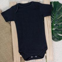 Body Infantil manga curta em suedine preto