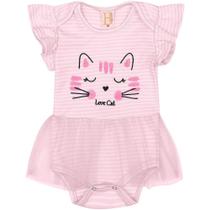 Body infantil manga curta love cat hrradinhos ref:13513 p/g