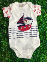 Body Infantil Manga Curta Masc Estampa Urso Pirata