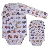 Body Infantil Manga Longa Meios Transporte RN a G - Algodão Premium Body Infantil Manga Longa Meios Transporte RN a G - Algodão Premium