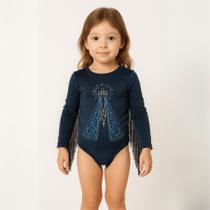 Body Infantil Manga Longa Nossa Senhora com Strass e Franjas - Estilo Religioso
