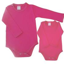 Body Infantil Manga Longa Rosa RN a G - Algodão Premium