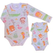 Body Infantil Manga Longa Safari RN, P, M, G - Algodão Premium