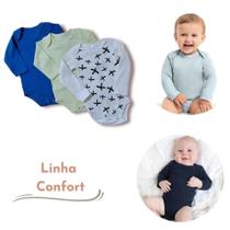 Body Infantil Manga Longa Unissex Várias Cores Kit 3 Peças Body Infantil Manga Longa Unissex Várias Cores Kit 3 Peças