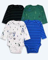 Body Infantil Menino Pinguim kit Com 4 Peças Carters