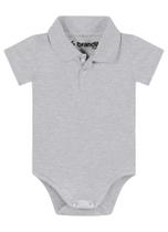 Body infantil meninos gola polo Brandili algodao cinza