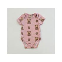 Body Infantil Milon Menina Rosa Estampado Ursinhos Manga Curta Conforto Verão Body Infantil Milon Menina Rosa Estampado Ursinhos Manga Curta Conforto Verão