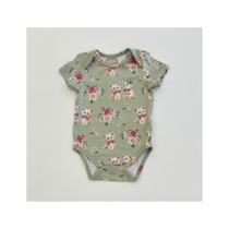 Body Infantil Milon Menina Verde Flores Gatinhos Manga Curta Conforto e Estilo