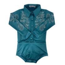 Body Infantil Original Country City Manga Longa Verde Com Brilho De Strass Ref:271