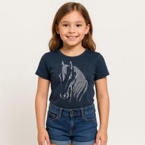 Body Infantil Preto Cavalo em Strass Suplex Grosso 320g Conforto e Brilho para Rodeios