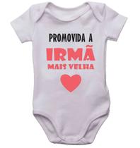 Body infantil promovida a irmã mais velha coração rosa bodi - Mago das Camisas