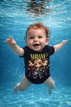 Body Infantil Rock Banda Nirvana Roupa de Bebê Estilosa Unissex Poliéster Confortável Body Infantil Rock Banda Nirvana Roupa de Bebê Estilosa Unissex Poliéster Confortável