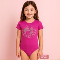 Body Infantil Rosa Boiadeira com Brilho Bore Country Infantil Tamanhos 4 ao 10 Envio Rápido