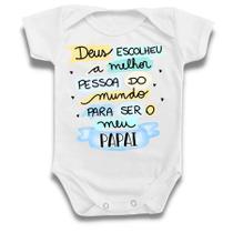Body Infantil Roupa De Bebê Frase Anunciar Gravidez Deus Papai Azul Gestação