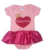 Body infantil temático mesversário Princesa Rosa - Micahel Baby