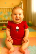Body Infantil Vermelho e Rosa 3 e 18 Meses 100 % Algodão