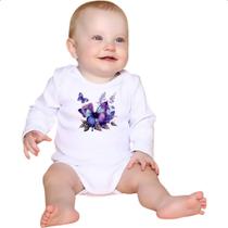 Body intantil Borboleta lilas flores