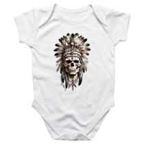 Body intantil Caveira Indigena Cocar flechas cruzadas