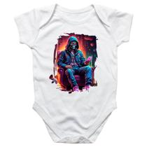 Body intantil Caveira neon no sofa