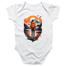 Body intantil Mochileira aventureira montanhas Body intantil Mochileira aventureira montanhas