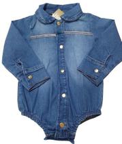 Body Jeans Longo Luxo Bebê Menina Estilo Camisa Katita 2739 Body Jeans Longo Luxo Bebê Menina Estilo Camisa Katita 2739