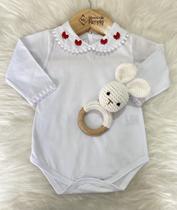 Body Laço Gripir Vermelho Manga Longa Moda Infantil Recém Nascido Bebê Menina Feminino Confortável Gola Bordada