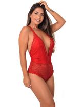 Body Lacrador Feminino de Renda com Fita Sem Bojo Decote Luxo