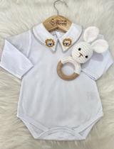 Body Leãozinho Cinza Manga Longa Moda Infantil Recém Nascido Bebê Menino Masculino Confortável Gola Bordada