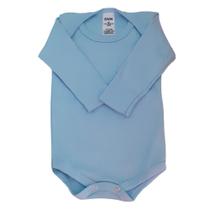 Body liso Bebe Manga Longa Suedine Azul Roupa de Bebe 100 Algodão Basico P ao G Inverno DVK Baby