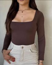 Body Liza Manga Longa decote quadrado Blogueiras Body Liza Manga Longa decote quadrado Blogueiras