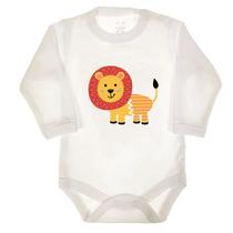 Body longo bebê branco estampa leão