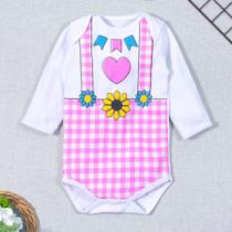 Body longo bebê junino branco em suedine