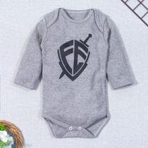 Body longo de bebê escudo fé mescla Body longo de bebê escudo fé mescla
