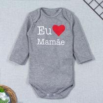 Body longo de bebê frase eu amo a mamãe mescla