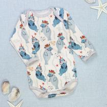 Body Longo Elefante Marinho - Toque Suave Para Bebês Cor:CremeTamanho:3-6M