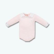 Body Longo Hug Com Gola Bordada Flores Rosa Magia Body Longo Hug Com Gola Bordada Flores Rosa Magia