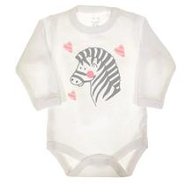 Body longo infantil branco bebê zebra