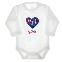 Body longo infantil branco estampa love