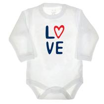 Body longo infantil branco estampa love