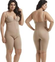 Body Macaquinho Modelador Macacão Plus Size Alta Compressão Com Bojo E Ziper Afina Cintura Corrige Postura Modela Pernas Barriga Mondress 845RE