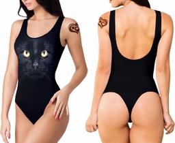 Body Maio de Gato Lingerie Cat Animal Felino cavado Preto Body Maio de Gato Lingerie Cat Animal Felino cavado Preto