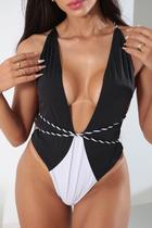 Body maiô decotado costa nua duo color cordas