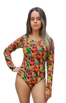 Body Maiô Feminino Manga Longa Proteção UV forrado