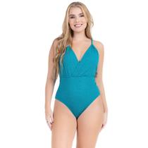 Body Maiô Feminino Transpassado Premium Liso Modela Silhueta Lurex