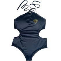 Body Maiô Preto Estampa Refletiva